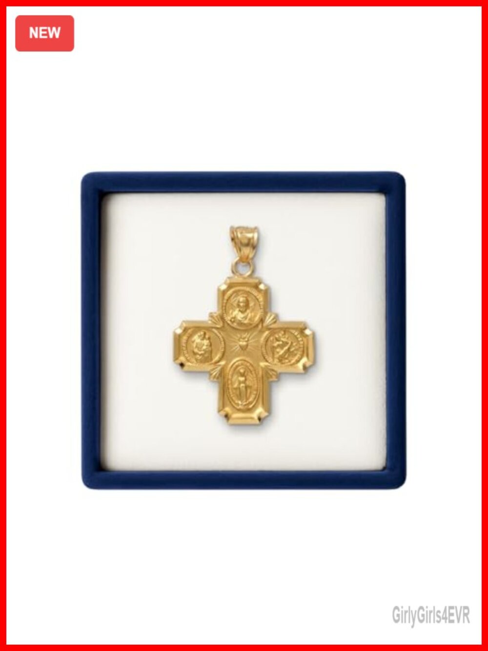 14K Yellow Gold Four-Way Cross Pendant Double-Bonded Handcrafted USA